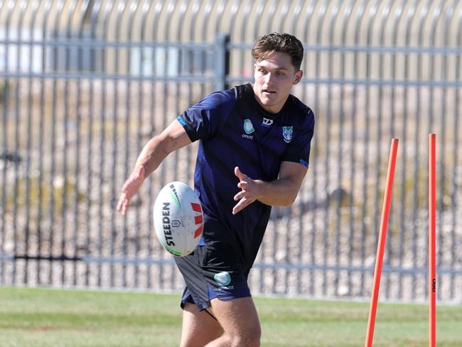 Agar had some advice for Warriors halfback Luke Metcalf. Picture: AFP