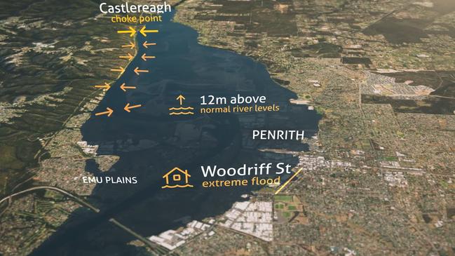 NSW State Emergency Services have mapped the devastating impact a flood would have on the Nepean and Hawkesbury Valley, where waters could rise up to 20m inundating suburbs including Wallacia, Penrith, Emu Plains, Castlereagh, Richmond, Windsor, McGraths Hill, Riverstone and up to Marsden Park.