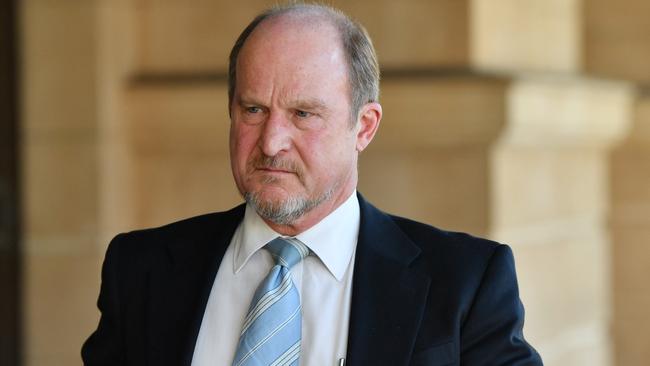 Adelaide lawyer Stephen McNamara outside the District Court as the trial against him kicks off. Picture: AAP/David Mariuz