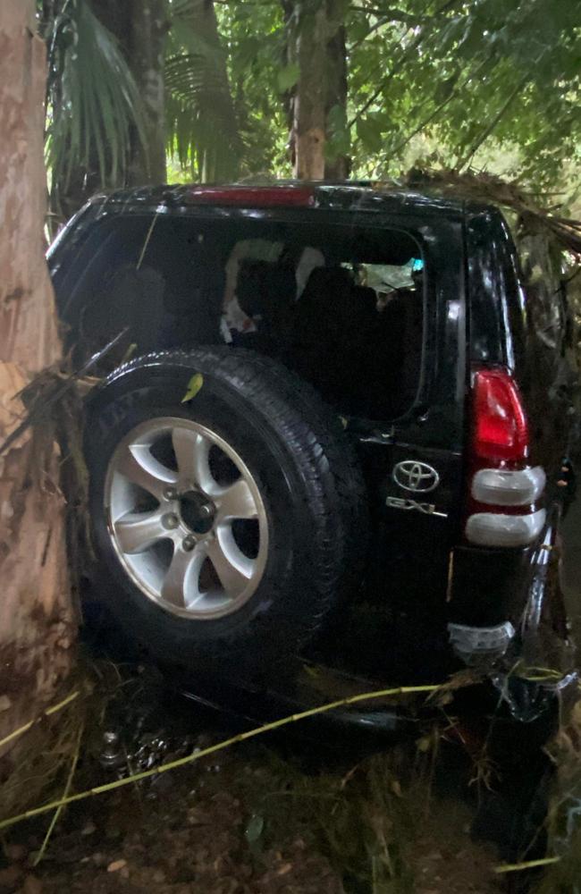 Sandra Goeldner and Wade Stafford's Finch Hatton home became an island when a swollen Cattle Creek breached its banks and flooded the region. Their vehicle was written off after it was tossed around in the fast moving floodwaters. Picture supplied by Sandra Goeldner