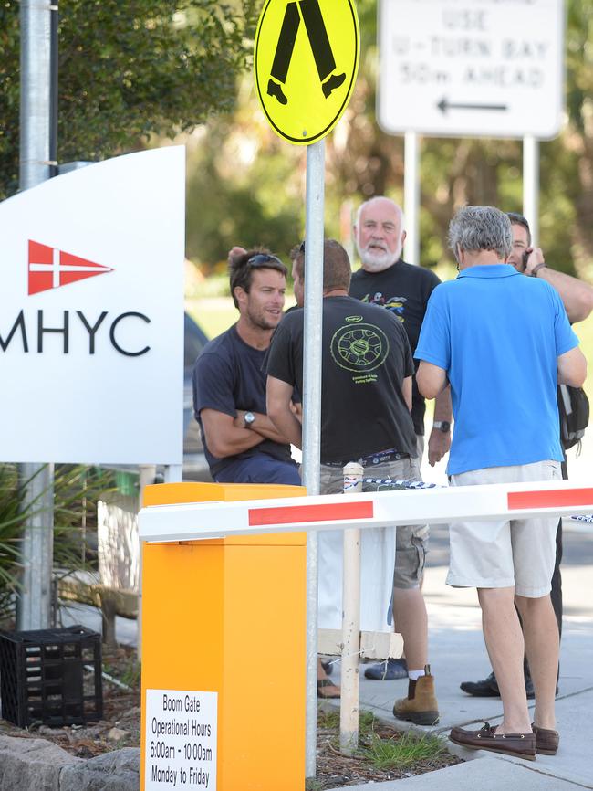 Locals and club members at the scene await news of the extent of the damage caused by the fire. Picture: Elenor Tedenborg