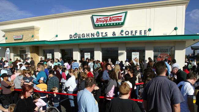 Crowds at the opening of Melbourne’s first Krispy Kreme store at Fountain Gate in 2006.