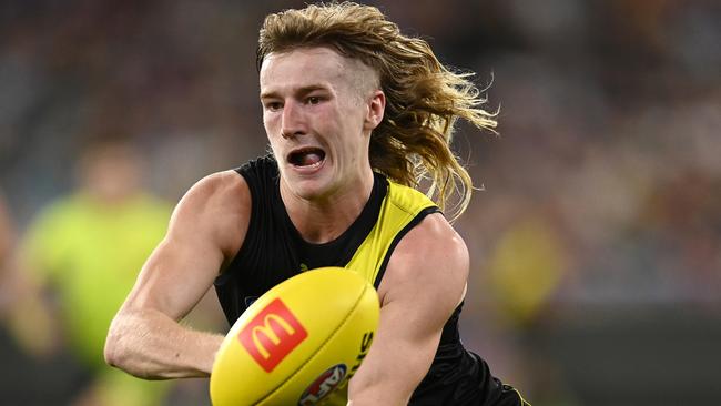 Hugo Ralphsmith in full flight against the Bulldogs. Picture: Quinn Rooney/Getty Images