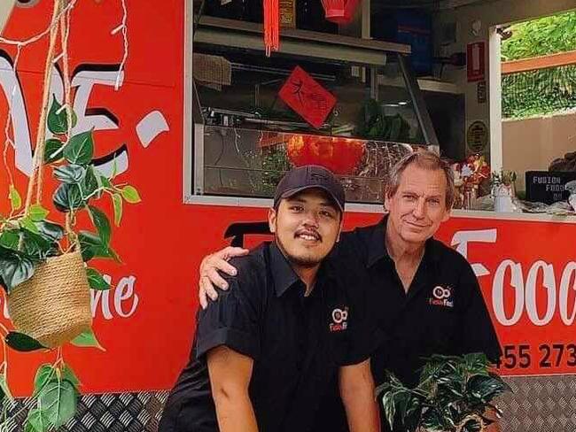 William Tan and Kelvin Isaac outside their Thai and Korean food truck Fusion 88. Picture: Contributed