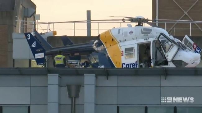 Ross was flown to hospital after the crash. Picture: 9 News