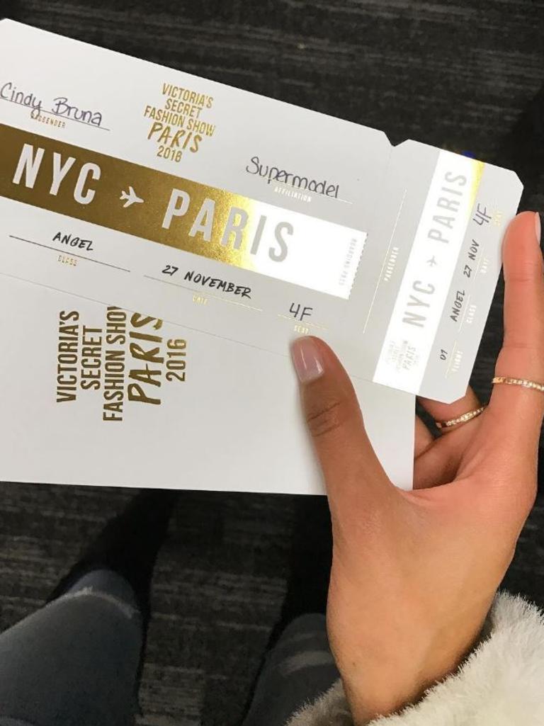 Cindy Bruna departs for Paris for the 2016 Victoria’s Secret Fashion Show on November 27, 2016 in New York City... "Paris we are coming!!" Picture: Instagram