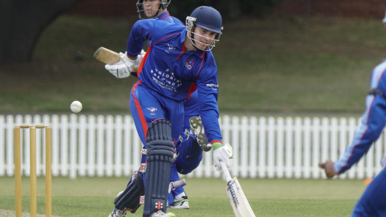 Paul Tucker and Ryan McDonald batting for Port Melbourne. Picture: Valeriu Campan