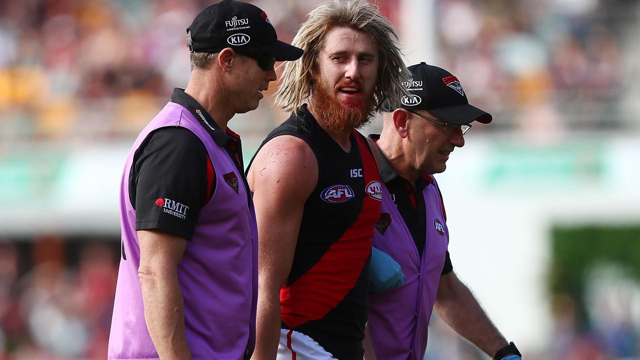 Dyson Heppell leaves the field. Photo: Chris Hyde/Getty Images
