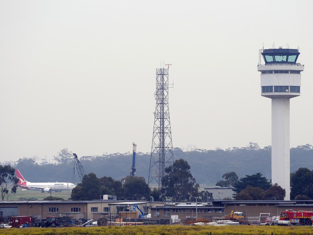 An air traffic control tower at Melbourne Airport.