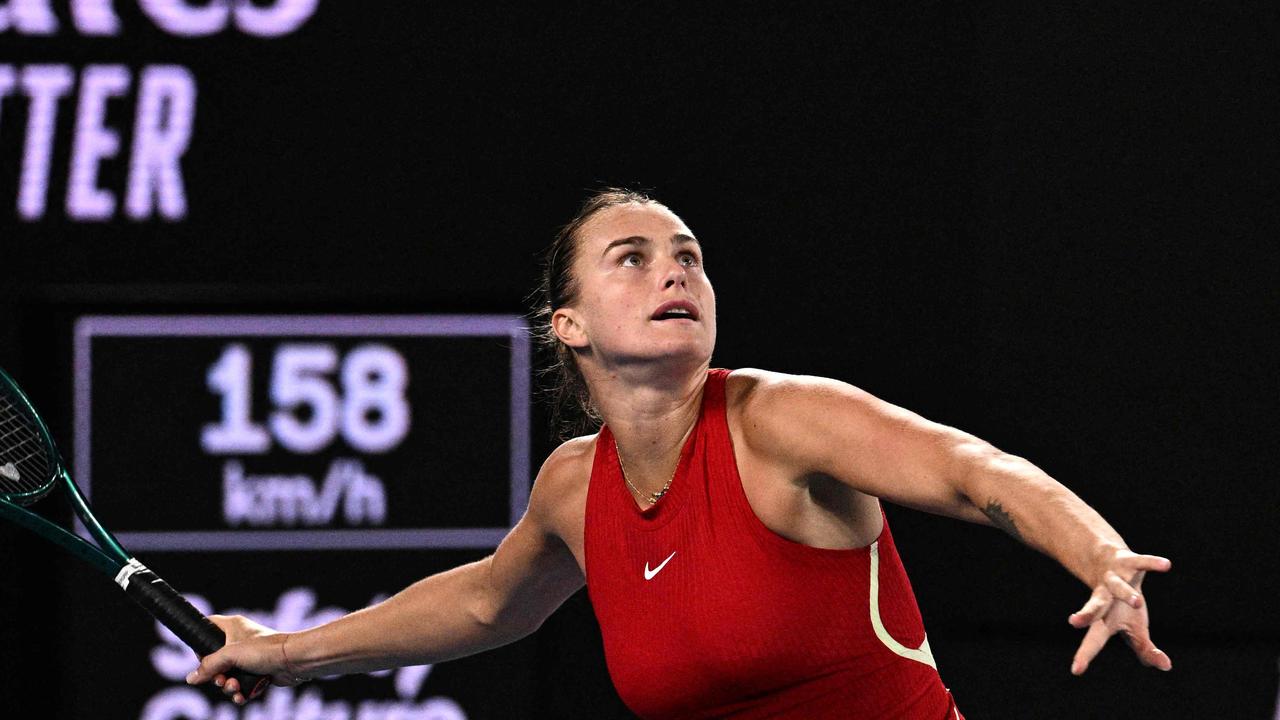 The defending AO women’s champ played in front of plenty of empty seats. Photo by Anthony WALLACE / AFP