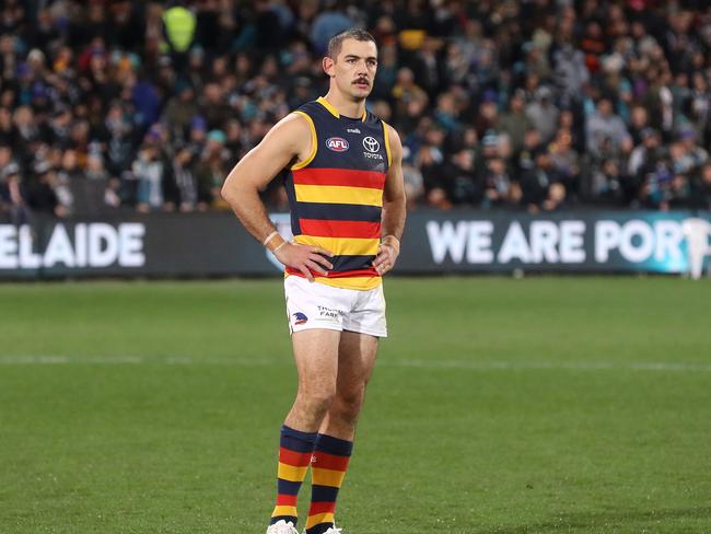 A despondent Taylor Walker after he Showdown smacking. Picture: AFL Photos/Getty Images