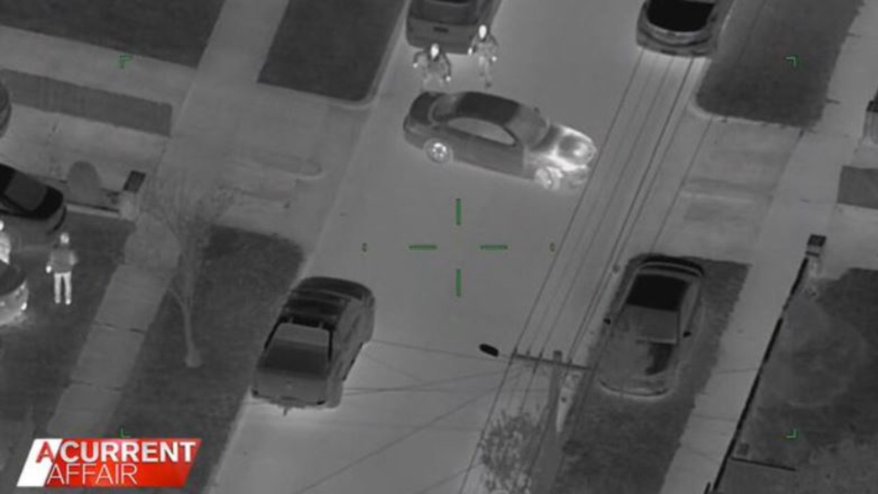 Victoria Police air wing footage showing the moment the car was allegedly stolen. Picture: A Current Affair