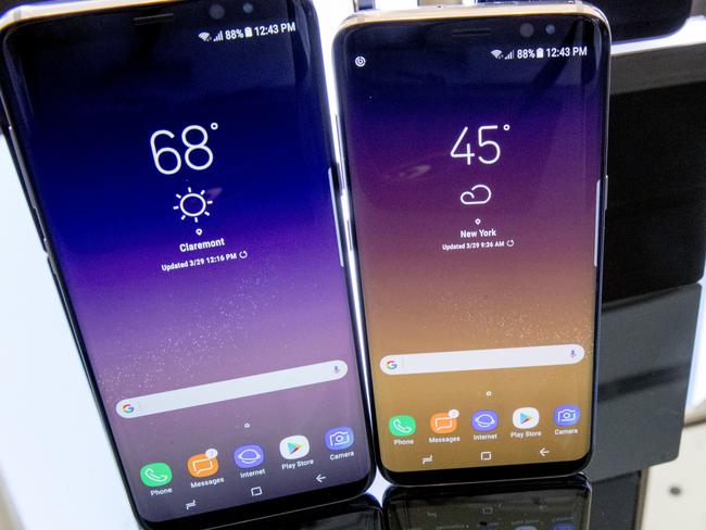 The Galaxy S8 features a larger display than its predecessor, the Galaxy S7, and sports a voice assistant intended to rival Siri and Google Assistant. Picture: AP Photo/Mary Altaffer