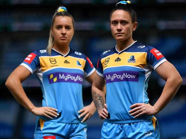 NRLW Titans: Brittany Brealey and Nati Lauren. Picture: NRL Images