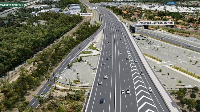 Artist impression of Coomera Connector at Parkwood. Picture: TMR