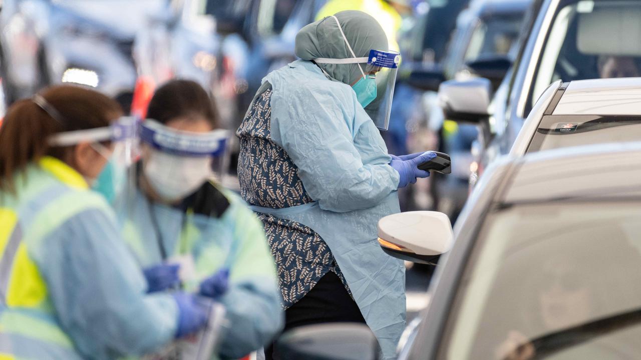 Medical staff working at the Bondi Drive Through Covid Testing Centre, Sydney. Picture: NCA NewsWire