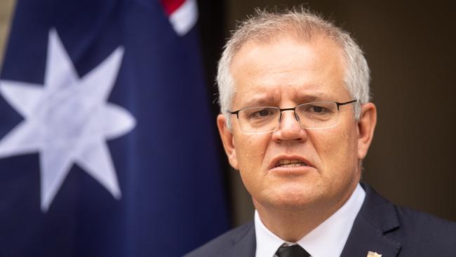 Prime Minister Scott Morrison has doubled down on the government's move to abandon vaccine targets. Picture: Julian Andrews