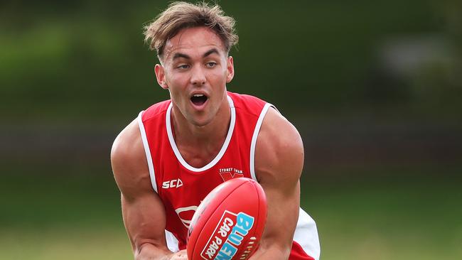 Ryan Clarke in action at Sydney pre-season training. Picture: Phil Hillyard