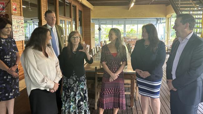 NSW Drug Summit co-chair Carmel Tebbutt, The Buttery CEO Leone Crayden, Summit co-chair John Brogden AM, Lismore MP Janelle Saffin, Therapeutic Community Manager Larissa McClelland, Ballina MP Tamara Smith and state Health and Regional Health Minister Ryan Park. Picture: Supplied.