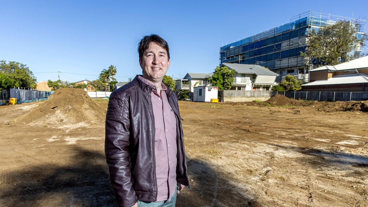 Developer Justin Ham at the site of the Wynnum cinema development in Berrima St in 2019. He took over operating it when Majestic Cinemas went into administration. Picture: AAP/Richard Walker