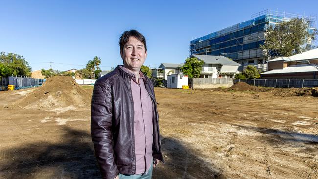 Developer Justin Ham at the site of the Wynnum cinema development in Berrima St in 2019. He took over operating it when Majestic Cinemas went into administration. Picture: AAP/Richard Walker