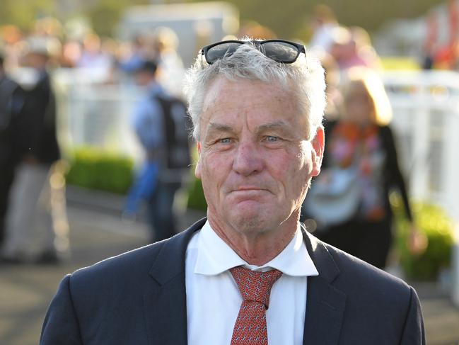 Trainer Gregory Hickman is seen in the mounting yard after Phoebe's Lass wins race 7, the Australian Turf Club Handicap, during Twilight Racing at Royal Randwick Racecourse in Sydney, Thursday, November 22, 2018.  (AAP Image/Simon Bullard) NO ARCHIVING, EDITORIAL USE ONLY