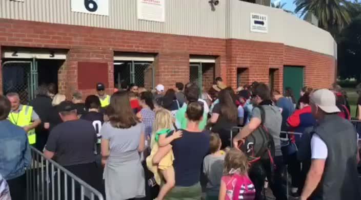 Crowds stream in for AFLW match