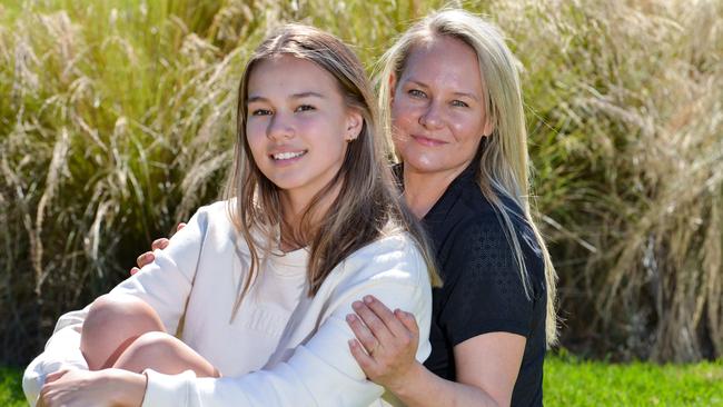 Paula Gust, of Apsley in Victoria and her daughter Holli, a Seymour College student. Paula has resorted to buying a house at Naracoorte so she can keep her family together. Picture: Brenton Edwards