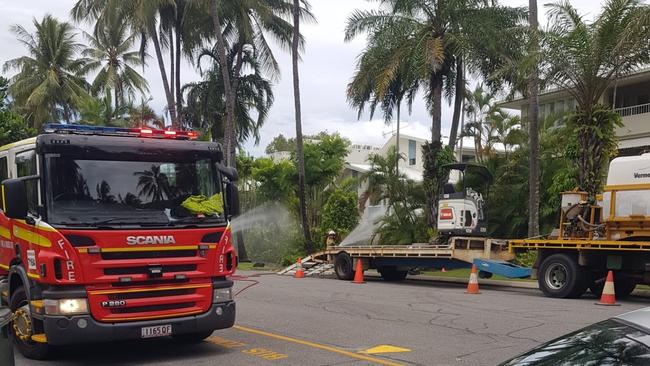 Emergency services attended the scene of a gas line rupture on Garrick St in Port Douglas. Picture: Lynette Bradford