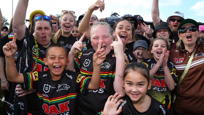 Panthers fans poured into Bluebet Stadium to celebrate Penrith’s third consecutive premiership. Picture: NCA newswire/Gaye Gerard