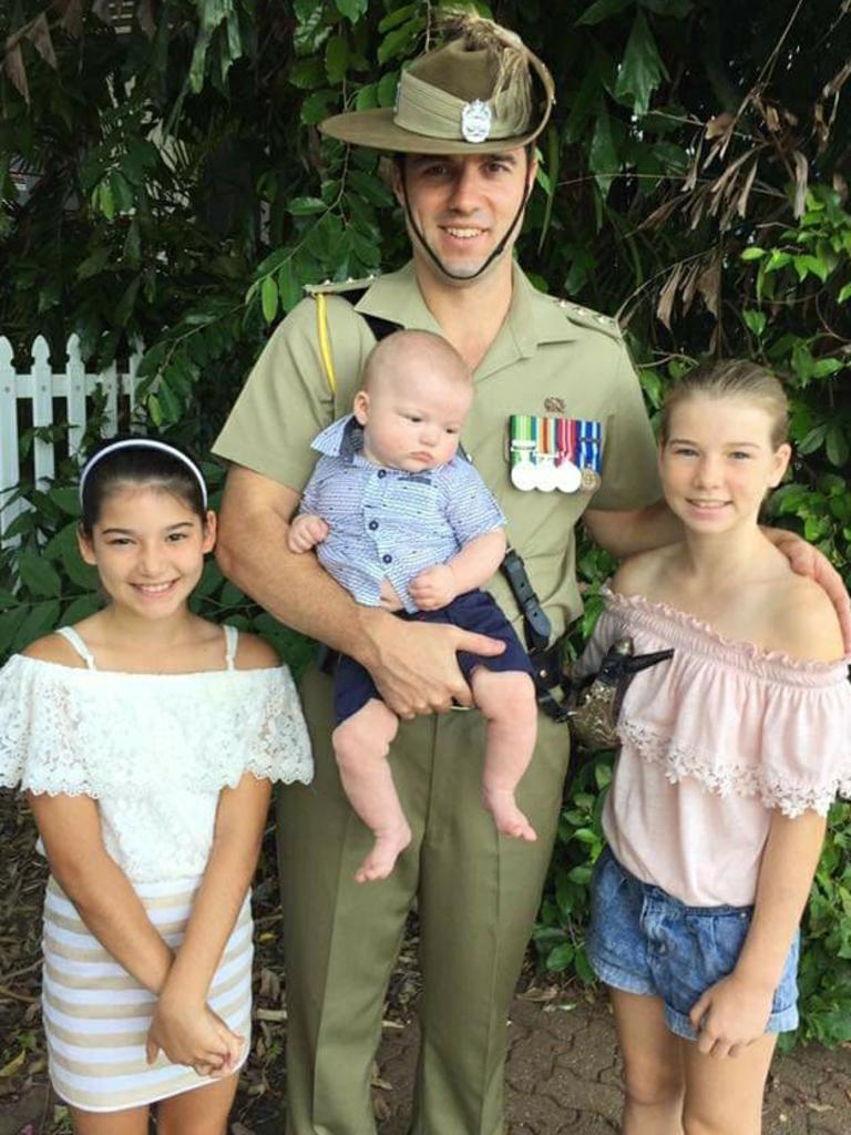 North West Mobile Force captain Brent Potter with his children Isabella, Isaac and Laila. Picture: Supplied.