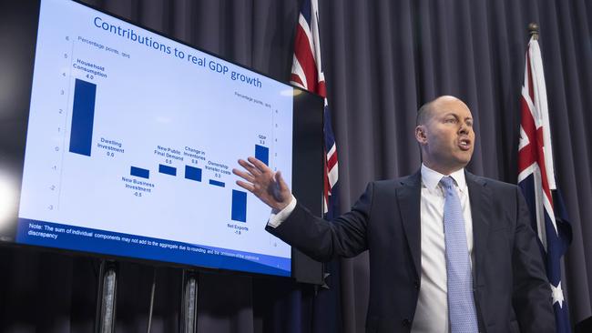 Josh Frydenberg speaks about the recovery in Canberra. Picture: NCA NewsWire/ Gary Ramage