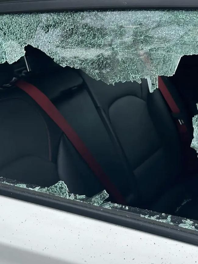 Another vehicle’s window was smashed. Picture: Supplied