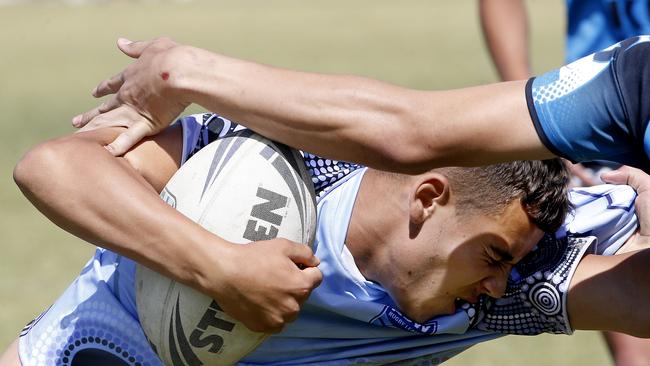 Jaylin Moran from NSW Indigenous. Under 16 boys NSW Indigenous v Maori Blue. Harmony Nines Rugby League. Picture: John Appleyard