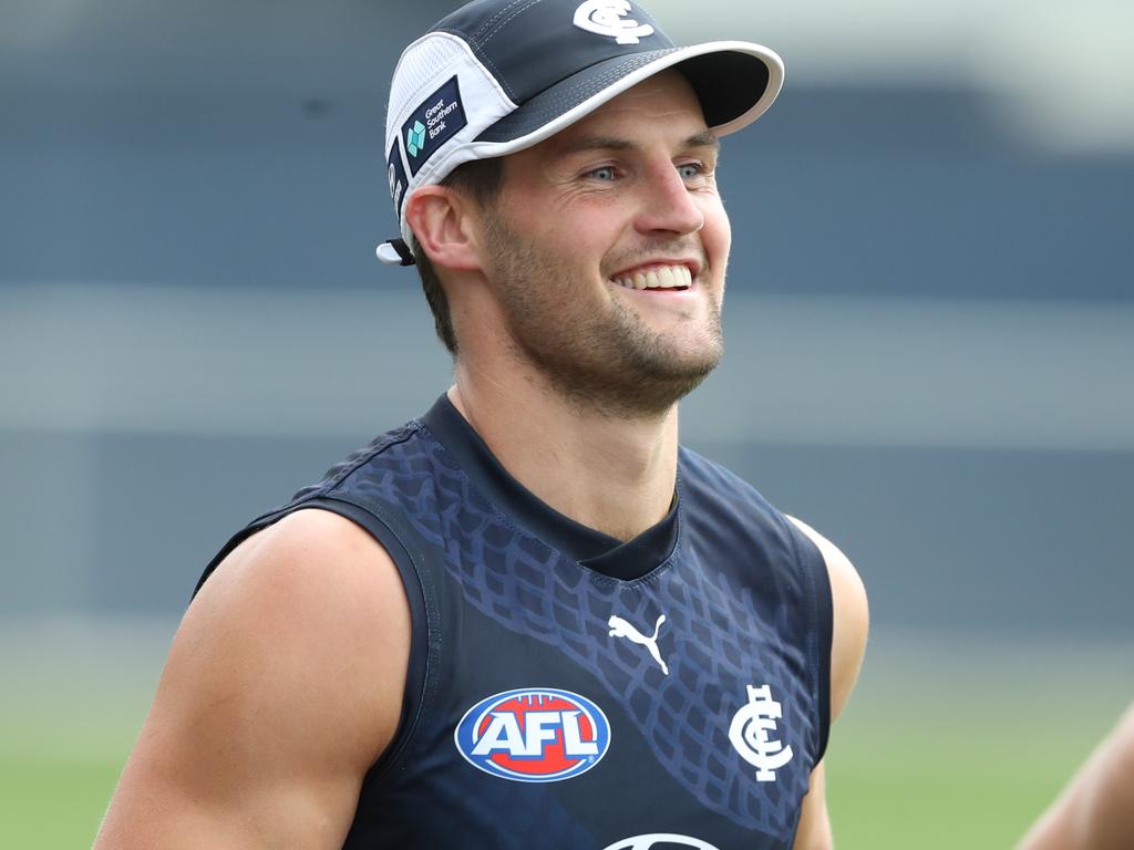 Nic Newman at Carlton open training session at Ikon Park. Sunday, February 3. 2024. Picture: David Crosling