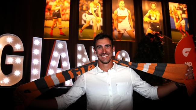 Test cricketer and Giants fan Mitchell Starc at Wednesday’s lunch. Picture. Phil Hillyard