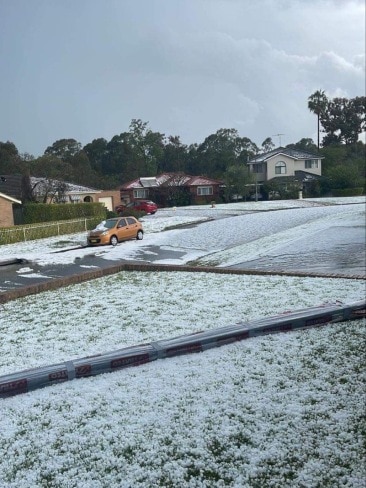 Front yards across western Sydney was blanketed with hail. Picture: Supplied
