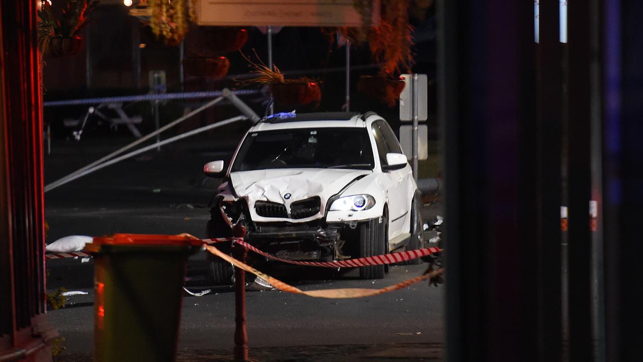 A white BMW ploughed into patrons at the Royal Daylesford beer garden on Sunday evening. Several witnesses saw the horror unfold. Picture: NCA NewsWire / Josie Hayden