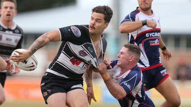 Tweed Heads’ Talor Walters and Runaway Bay’s Jack Mackin during the Rugby League Gold Coast A-grade grand final in September. Picture: Glenn Hampson