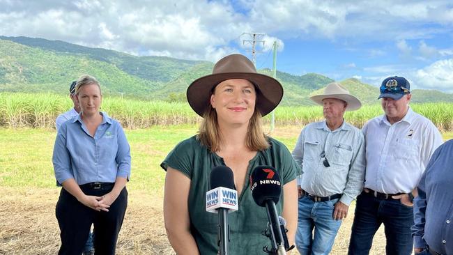 Senator Nita Green and Bob Katter MP speak to media in Coolbie about increased disaster relief funding, March 12, 2025.