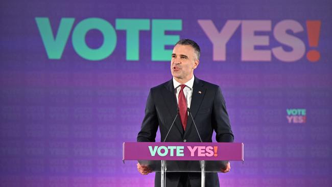 SA Premier Peter Malinauskas delivers a speech at the Yes23 Campaign Launch in the northern Adelaide suburb of Elizabeth. Picture: Brenton Edwards