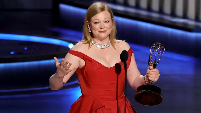 Sarah Snook accepts the Outstanding Lead Actress in a Drama Series award onstage during the 75th Primetime Emmy Awards at Peacock Theater on January 15, 2024 in Los Angeles, California. Picture: Kevin Winter/Getty Images/AFP