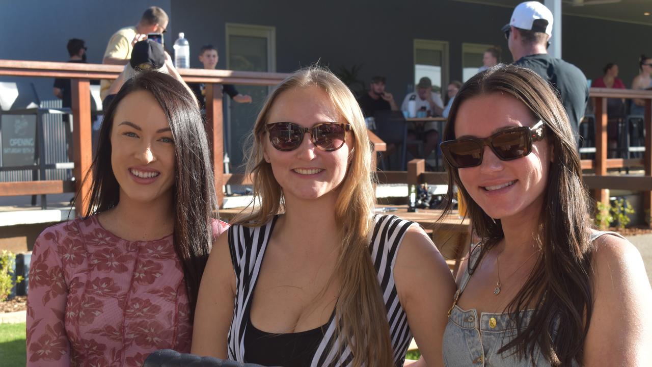 Phoebe McDonald, Kadie Power and Bianca Fondacaro at the grand opening of The Station 4703 at Yeppoon.