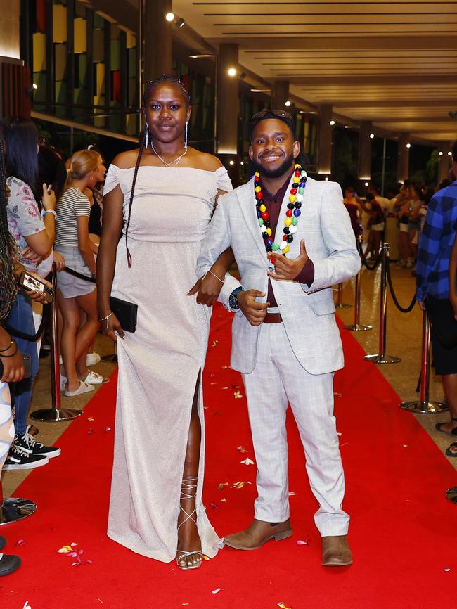 Rebecca Chris and Amos Daniel at the Trinity Bay High School formal evening, held at the Cairns Convention Centre. Picture: Brendan Radke