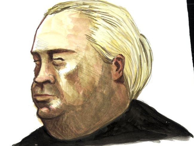 A court sketch of unwanted Hells Angel, Terrence Tognolini. Picture: Schneider Simon