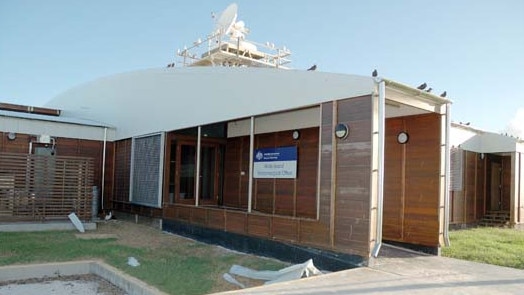 Bureau of Meteorology weather station at Willis Island, Coral Sea, about two weeks after tropical cyclone Yasi passed over the island, Thursday 17 February 2011.