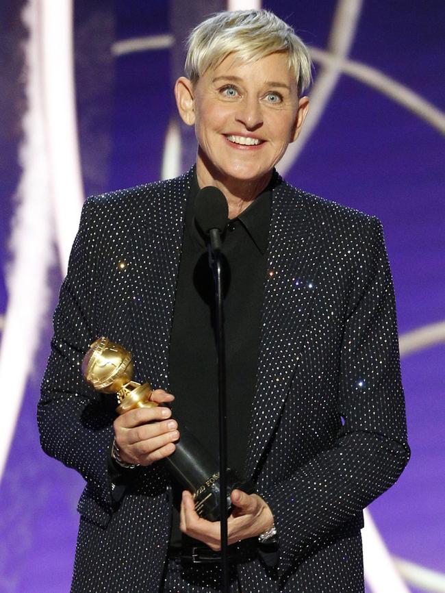 Ellen DeGeneres accepts the Carol Burnett TV achievement award. Picture: AP