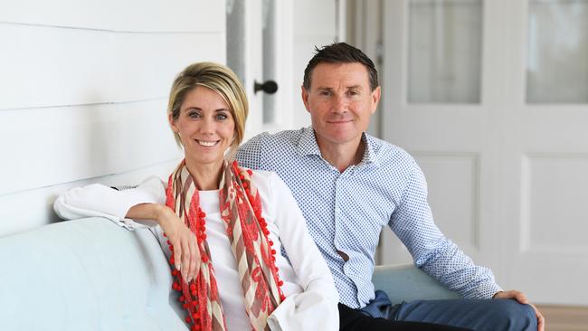 Ex federal Liberal MP Andrew Laming and his wife Olesja at their home in Redland. Picture: NCA NewsWire / Dan Peled