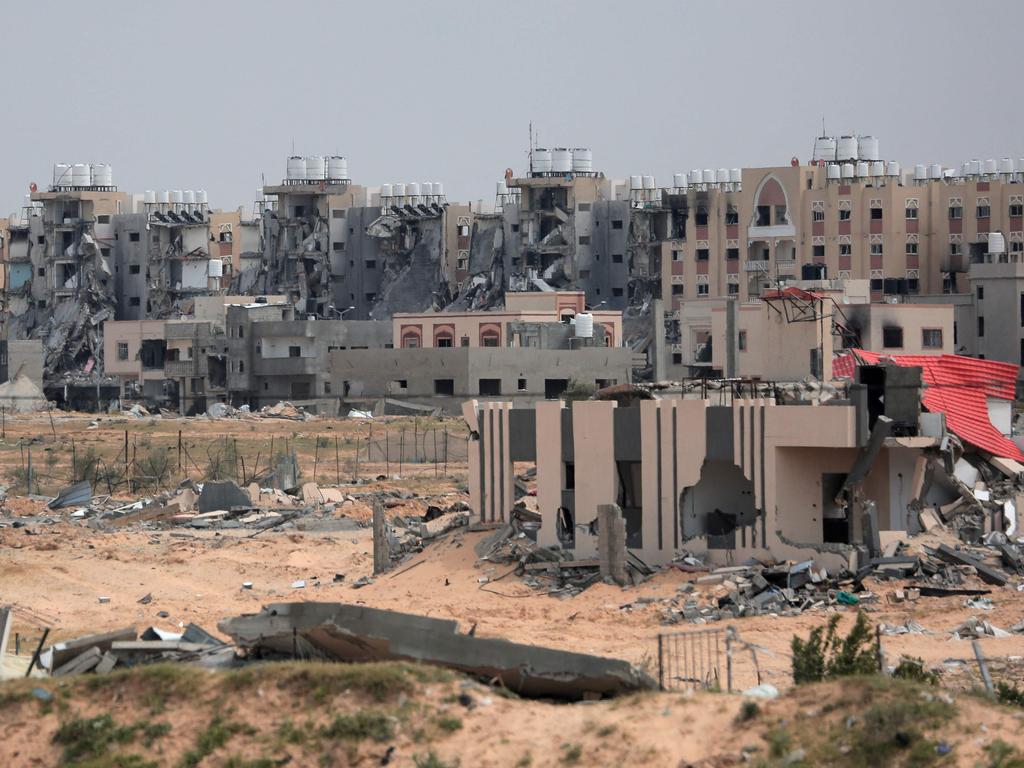 Damaged buildings in the area around Nasser hospital in Khan Yunis in the southern Gaza Strip. Picture: AFP