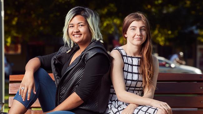 SYC Clients Ulani, 20 and Bec, 19 have both suffered homelessness and hardship. Photo: AAP Image/Matt Loxton.